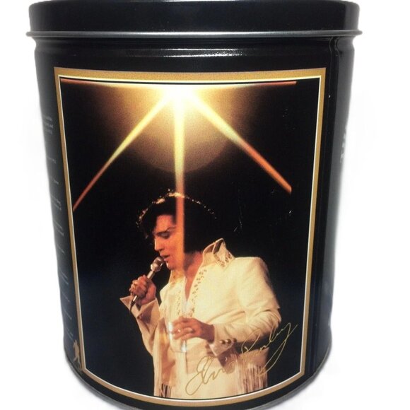 Elvis Presley Tin "The Sun Never Sets On A Legend" Black/Gold 2015 Edition 1970s - Picture 2 of 7